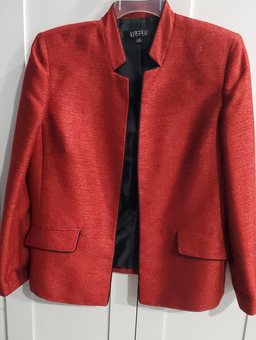 Kasper Red Open-Front Blazer Jacket